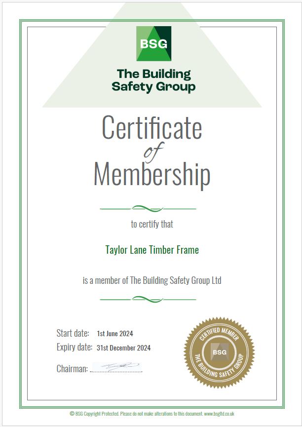 The Building Safety Group Membership Certificate